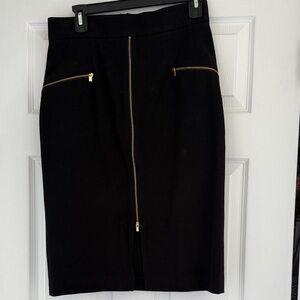 Banana Republic Black Pencil Skirt with Gold Zippers